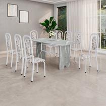 Conjunto Sala de Jantar com 8 Cadeiras Lara Branco/Arabesco