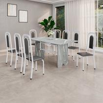 Conjunto Sala de Jantar com 8 Cadeiras Lara Branco/Preto Conjunto Sala de Jantar com 8 Cadeiras Lara Branco/Preto
