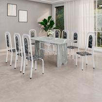 Conjunto Sala de Jantar com 8 Cadeiras Lara Branco/Preto