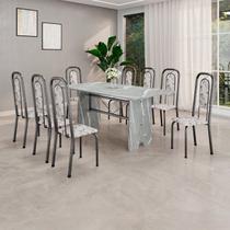 Conjunto Sala de Jantar com 8 Cadeiras Lara Prata/Arabesco