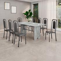Conjunto Sala de Jantar com 8 Cadeiras Lara Prata/Preto Conjunto Sala de Jantar com 8 Cadeiras Lara Prata/Preto
