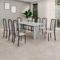 Conjunto Sala de Jantar com 8 Cadeiras Lara Preto/Arabesco Conjunto Sala de Jantar com 8 Cadeiras Lara Preto/Arabesco
