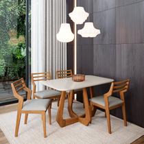 Conjunto Sala de Jantar com Mesa Bromélia 130 com Vidro 4 Cadeiras Damasco