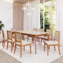 Conjunto Sala de Jantar com Mesa Ficus 210 com Vidro e 8 Cadeiras Buriti Conjunto Sala de Jantar com Mesa Ficus 210 com Vidro e 8 Cadeiras Buriti