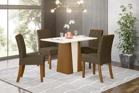 Conjunto Sala de Jantar com Mesa Orus 1200 e 4 Cadeiras Vita Bege - FdECOR Conjunto Sala de Jantar com Mesa Orus 1200 e 4 Cadeiras Vita Bege - FdECOR