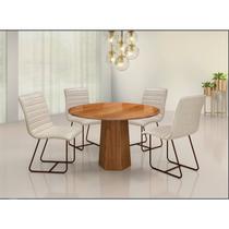 Conjunto Sala de Jantar com Mesa Tampo em Madeira 4 Cadeiras Itália Conjunto Sala de Jantar com Mesa Tampo em Madeira 4 Cadeiras Itália