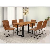 Conjunto Sala de Jantar com Mesa Tampo em Madeira e 6 Cadeiras Itália Marrom/Café/Cinamomo/material sintético