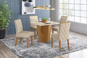 Conjunto Sala de Jantar com Mesa Vertice 900 e 4 Cadeiras Vita Linho - FdECOR