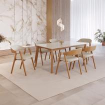 Conjunto Sala de Jantar com Tampo de Vidro Monalisa 6 Cadeiras Gaia Espresso Móveis