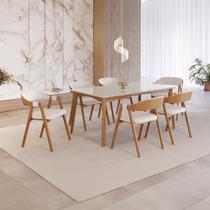 Conjunto Sala de Jantar com Tampo de Vidro Monalisa 6 Cadeiras Gaia Espresso Móveis