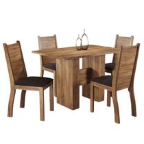 Conjunto Sala de Jantar Completa Mesa 4 Cadeiras Quick Viero Tampo MDF Imbuia Conjunto Sala de Jantar Completa Mesa 4 Cadeiras Quick Viero Tampo MDF Imbuia