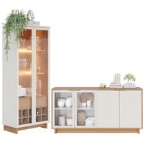 Conjunto Sala de Jantar Cristaleira Tijuca e Buffet Vicky C05 Freijó/Off White - Mpozenato Conjunto Sala de Jantar Cristaleira Tijuca e Buffet Vicky C05 Freijó/Off White - Mpozenato