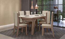Conjunto sala de jantar dandara 1,56 com 6 cadeiras amen 74b