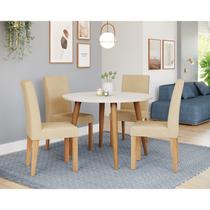 Conjunto Sala de Jantar Dani com 4 Cadeiras 110cm Maia Marrom/Madeira/Offwhite/Natutal/Gengibre Conjunto Sala de Jantar Dani com 4 Cadeiras 110cm Maia Marrom/Madeira/Offwhite/Natutal/Gengibre