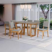 Conjunto Sala de Jantar Dora em Madeira Maciça 6 Cadeiras Boucle Cinza Conjunto Sala de Jantar Dora em Madeira Maciça 6 Cadeiras Boucle Cinza