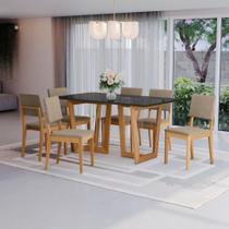 Conjunto Sala De Jantar Dora Em Madeira Maciça 6 Cadeiras Linho Fendi Conjunto Sala De Jantar Dora Em Madeira Maciça 6 Cadeiras Linho Fendi