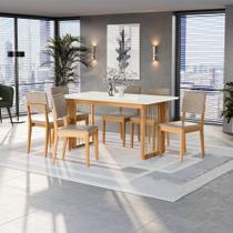 Conjunto Sala De Jantar Dora Em Madeira Maciça 6 Cadeiras Linho Fendi Conjunto Sala De Jantar Dora Em Madeira Maciça 6 Cadeiras Linho Fendi