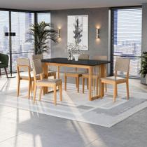 Conjunto Sala de Jantar Dora em Madeira Maciça 6 Cadeiras Linho Fendi Conjunto Sala de Jantar Dora em Madeira Maciça 6 Cadeiras Linho Fendi