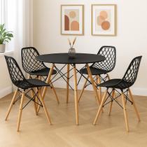 Conjunto Sala de Jantar Elegante Mesa Eames 90Cm Redondo Com 4 Cadeiras Kayla DSW Eiffel Conjunto Sala de Jantar Elegante Mesa Eames 90Cm Redondo Com 4 Cadeiras Kayla DSW Eiffel