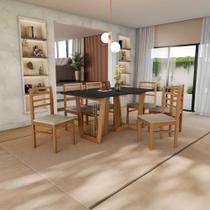 Conjunto Sala De Jantar Elisa Em Madeira Maciça 6 Cadeiras Linho Fendi Conjunto Sala De Jantar Elisa Em Madeira Maciça 6 Cadeiras Linho Fendi
