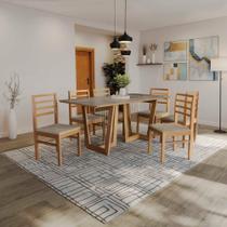 Conjunto Sala De Jantar Elisa Em Madeira Maciça 6 Cadeiras Linho Fendi Conjunto Sala De Jantar Elisa Em Madeira Maciça 6 Cadeiras Linho Fendi