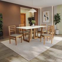 Conjunto Sala De Jantar Elisa Em Madeira Maciça 6 Cadeiras Linho Fendi Conjunto Sala De Jantar Elisa Em Madeira Maciça 6 Cadeiras Linho Fendi