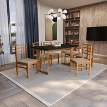 Conjunto Sala De Jantar Elisa Em Madeira Maciça 6 Cadeiras Linho Fendi Conjunto Sala De Jantar Elisa Em Madeira Maciça 6 Cadeiras Linho Fendi