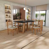 Conjunto Sala de Jantar Elisa em Madeira Maciça 6 Cadeiras Linho Fendi Conjunto Sala de Jantar Elisa em Madeira Maciça 6 Cadeiras Linho Fendi