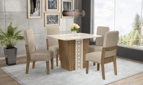 Conjunto sala de jantar esmeralda com 4 cadeiras cedro 74b