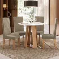 Conjunto Sala de Jantar Estilo Redonda 4 Lugares Laura