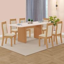 Conjunto Sala de Jantar Fernanda Tuboarte 6 Cadeiras 100 MDF 160cm com Tampo de Madeira