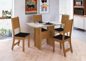 Conjunto Sala de Jantar Fidelitá Atenas 110cm Com 4 Cadeiras Freijó/Off-White Assento Preto