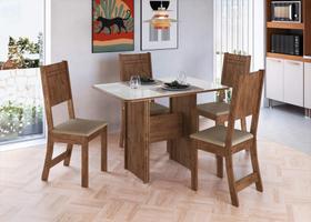Conjunto Sala de Jantar Fidelitá Atenas 110cm Com 4 Cadeiras Noce/Off-White Assento Bege
