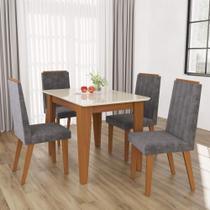 Conjunto Sala de Jantar Fidelitá Génova Mesa Tampo de Vidro Com 4 Cadeiras Freijó/Off-White Assento Titânio Conjunto Sala de Jantar Fidelitá Génova Mesa Tampo de Vidro Com 4 Cadeiras Freijó/Off-White Assento Titânio