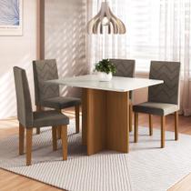 Conjunto Sala de Jantar Fidelitá Itália 110cm Com 4 Cadeiras Freijó/Off-White Assento Cacau Conjunto Sala de Jantar Fidelitá Itália 110cm Com 4 Cadeiras Freijó/Off-White Assento Cacau