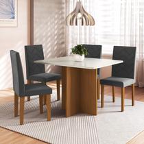 Conjunto Sala de Jantar Fidelitá Itália 110cm Com 4 Cadeiras Freijó/Off-White Assento Grafite Conjunto Sala de Jantar Fidelitá Itália 110cm Com 4 Cadeiras Freijó/Off-White Assento Grafite