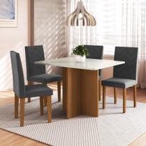 Conjunto Sala de Jantar Fidelitá Itália 110cm Com 4 Cadeiras Freijó/Off-White Assento Grafite Conjunto Sala de Jantar Fidelitá Itália 110cm Com 4 Cadeiras Freijó/Off-White Assento Grafite