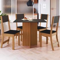 Conjunto Sala de Jantar Fidelitá Roma Com 4 Cadeiras Freijó/Chumbo/Preto