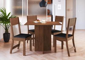 Conjunto Sala de Jantar Fidelitá Roma Com 4 Cadeiras Noce/Preto