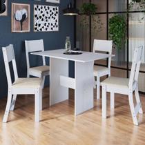 Conjunto Sala de Jantar Fidelitá Siena Com 4 Cadeiras Branco Assento Linho