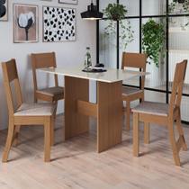 Conjunto Sala de Jantar Fidelitá Siena Com 4 Cadeiras Freijó/Off-White Assento Linho