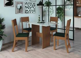 Conjunto Sala de Jantar Fidelitá Siena Com 4 Cadeiras Freijó/Off-White Assento Preto