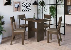 Conjunto Sala de Jantar Fidelitá Siena Com 4 Cadeiras Noce Assento Cacau
