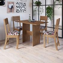 Conjunto Sala de Jantar Fidelitá Siena Com 4 Cadeiras Noce Assento Floral - Fidelitá Móveis