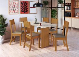 Conjunto Sala de Jantar Fidelitá Siena Com 6 Cadeiras Freijó/Off-White Assento Cacau