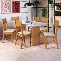 Conjunto Sala de Jantar Fidelitá Siena Com 6 Cadeiras Freijó/Off-White Assento Linho