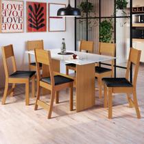 Conjunto Sala de Jantar Fidelitá Siena Com 6 Cadeiras Freijó/Off-White Assento Preto