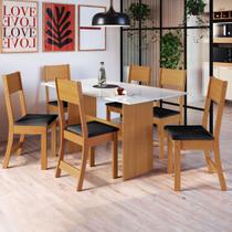 Conjunto Sala de Jantar Fidelitá Siena Com 6 Cadeiras Freijó/Off-White Assento Preto - Fidelitá Móveis