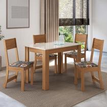 Conjunto Sala de Jantar Fidelitá Veneza Com 4 Cadeiras Freijó/Off-White Assento Alaska Conjunto Sala de Jantar Fidelitá Veneza Com 4 Cadeiras Freijó/Off-White Assento Alaska