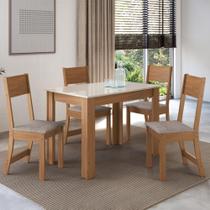 Conjunto Sala de Jantar Fidelitá Veneza Com 4 Cadeiras Freijó/Off-White Assento Linho